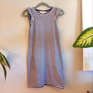MICHEAL Kors Nautical Striped Cotton Coastal Shift Dress With Ruffle Sleeve